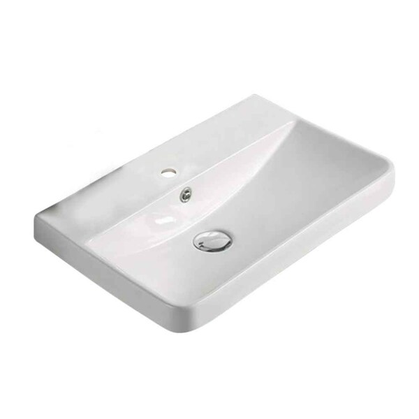 19.88 W 1 Hole Ceramic Top Set In White Color, Overflow Drain Incl.